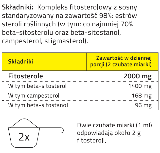 Fitosterole z sosny 98%, w tym co najmniej 70% beta-sitosterolu oraz beta-sitostanol