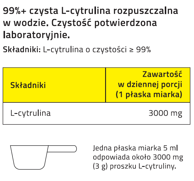 CYTRULINA 255g L-Cytrulina 3000 mg 99% CZYSTA PRZEDTRENINGÓWKA