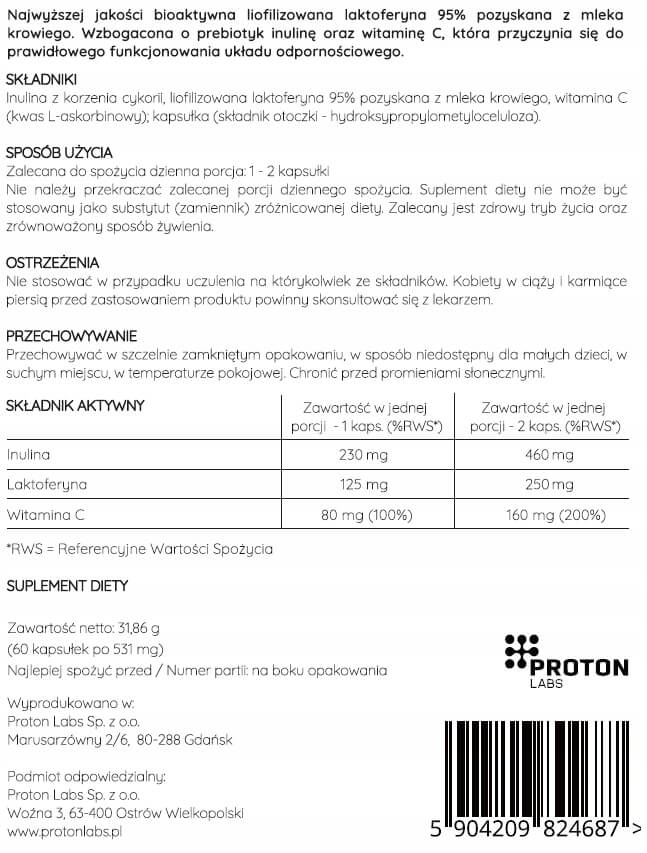 Laktoferyna LFD 95% 250mg (nie LFS!) + wit C