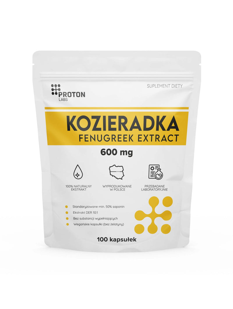 KOZIERADKA 600 mg ekstrakt DER 10:1 FENUGREEK 50% saponin 100 kaps