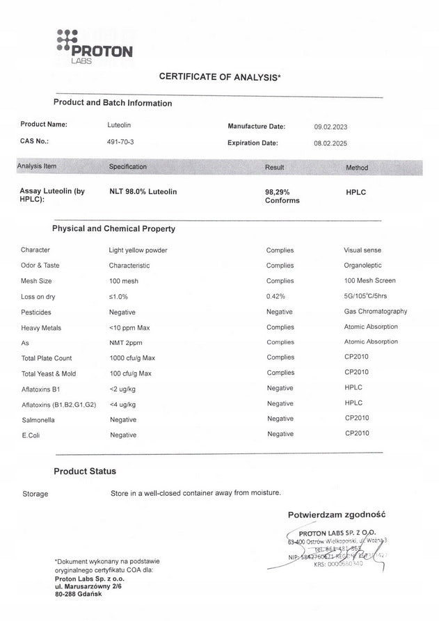 Luteolina 98% - czysty proszek 15 g