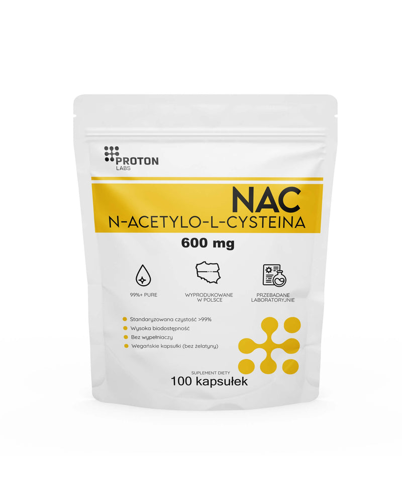 NAC 99,52% czysta N-ACETYLO L-CYSTEINA 600 mg 100 kaps