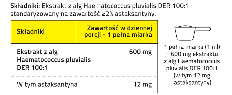 Astaksantyna 12 mg Proszek z alg 100% naturalna - 50 g